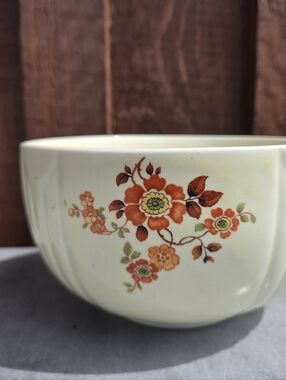 Vtg Hall China Stoneware Autumn Flowers Bowl